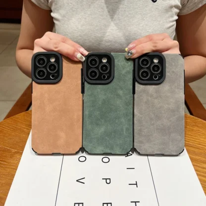 Matte Leather Silicone Phone Case - Image 5