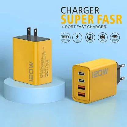 120W Fast Charging 4 Ports Mobile Phone Charger Adapter - Image 4
