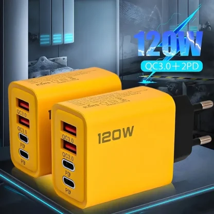 120W Fast Charging 4 Ports Mobile Phone Charger Adapter - Image 2