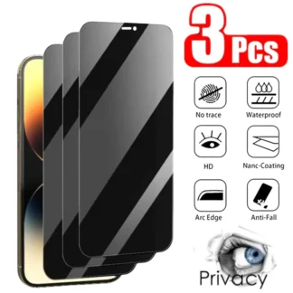 3PCS  Anti-peep Tempered Glass For iPhone 15 Pro Max